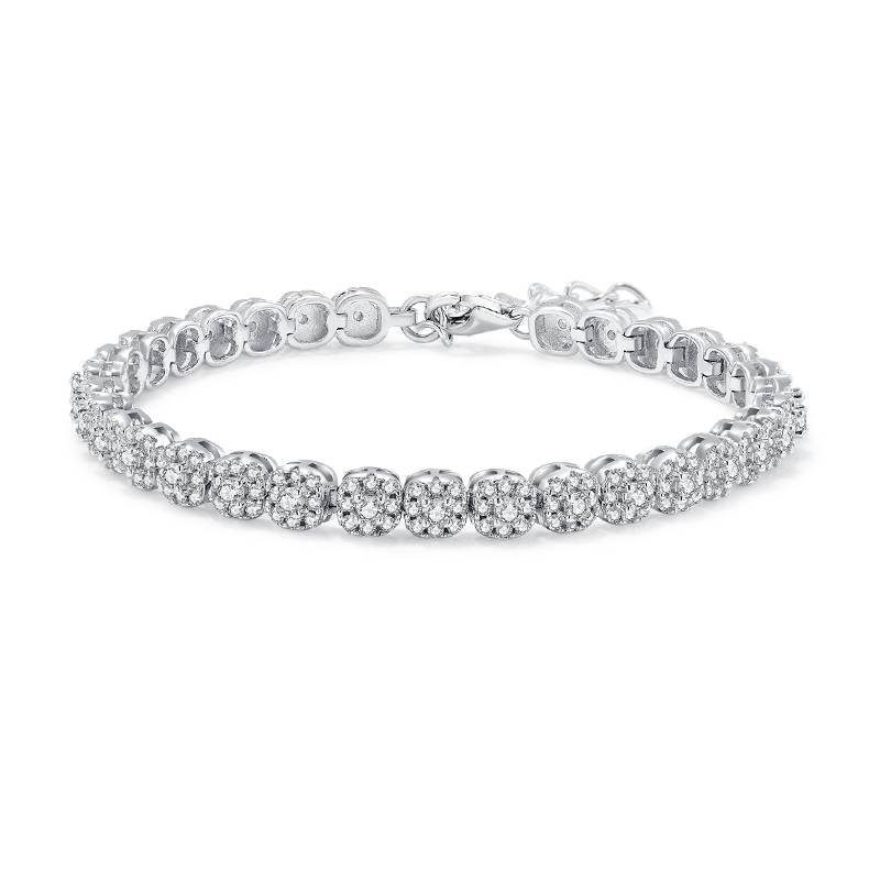 2MM 3.5Ct D Round Mossanite Tennis Bracelet |18K White Gold-Plated S925 Silver, Custom Available