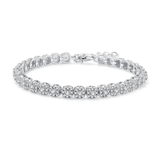 2MM 3.5Ct D Round Mossanite Tennis Bracelet |18K White Gold-Plated S925 Silver, Custom Available