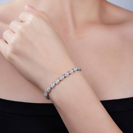 0.5Ct/Pcs Pear Mossanite Tennis Bracelet |18K White Gold-Plated S925 Silver, Custom Available