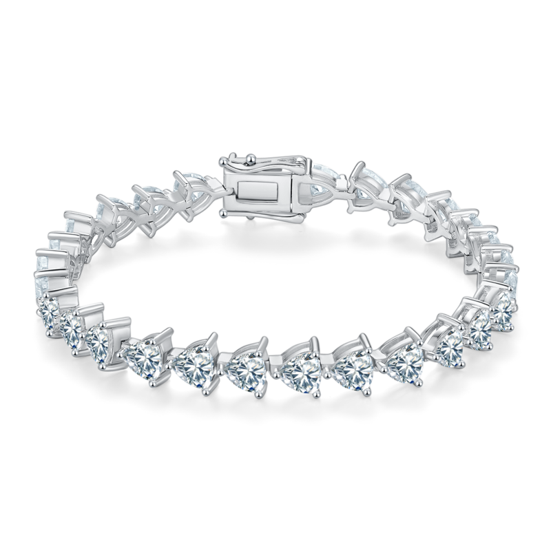 0.5Ct/Pcs Triangle Mossanite Tennis Bracelet | White Gold-Plated S925 Silver, Custom Available