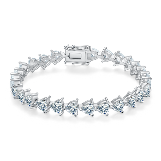 0.5Ct/Pcs Triangle Mossanite Tennis Bracelet | White Gold-Plated S925 Silver, Custom Available