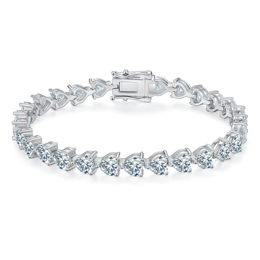 0.5Ct/Pcs Heart Mossanite Tennis Bracelet | White Gold-Plated S925 Silver, Custom Available