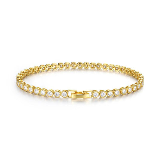 4.3Ct Round Mossanite Tennis Bracelet | 18k Gold-Plated S925 Silver, Custom Available