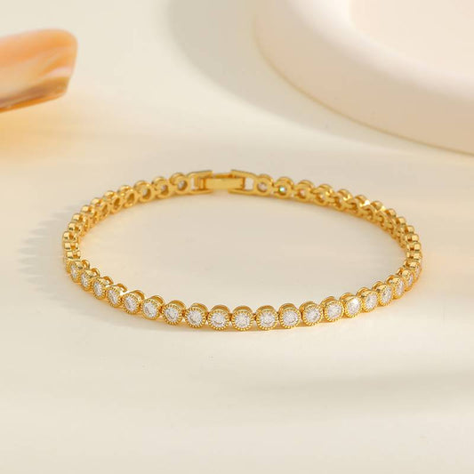 4.3Ct Round Mossanite Tennis Bracelet | 18k Gold-Plated S925 Silver, Custom Available