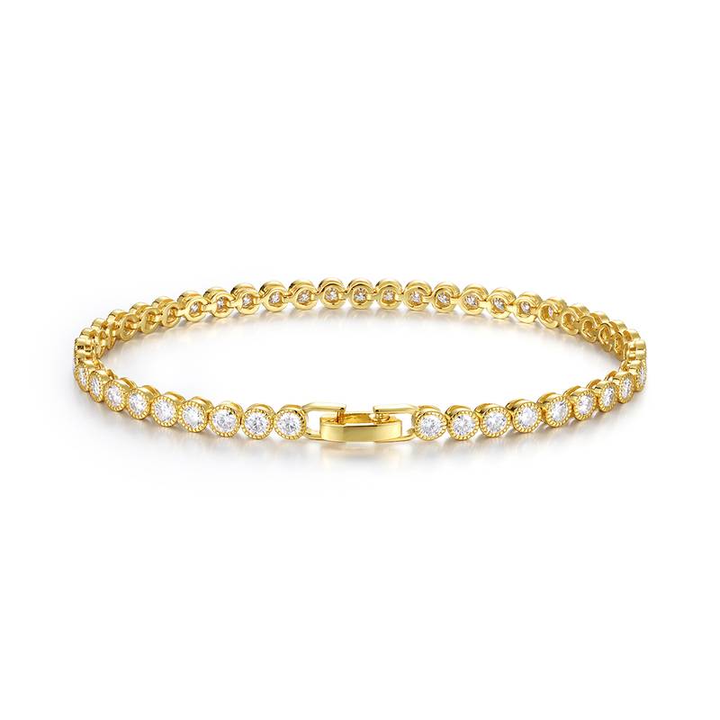 4.3Ct Round Mossanite Tennis Bracelet | 18k Gold-Plated S925 Silver, Custom Available