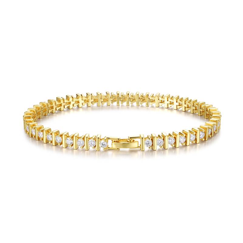 4.2Ct Round Mossanite Tennis Bracelet | 18K Gold-Plated S925 Silver, Custom Available