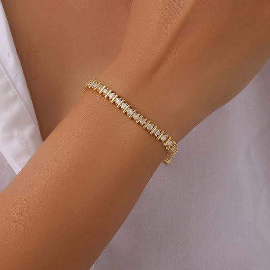4.2Ct Round Mossanite Tennis Bracelet | 18K Gold-Plated S925 Silver, Custom Available