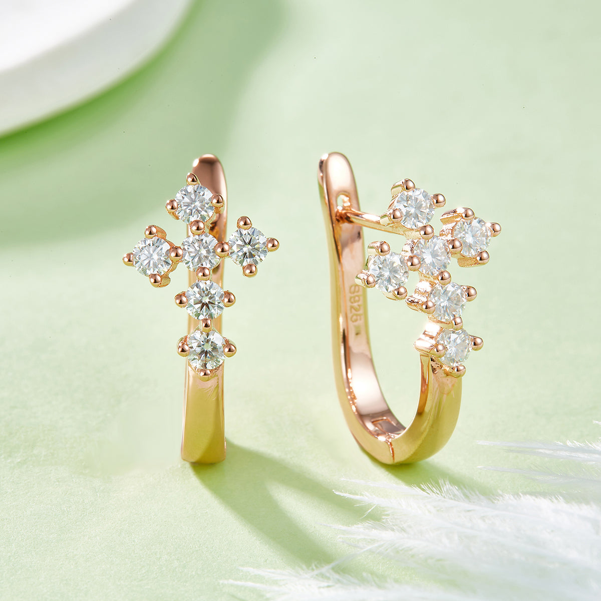0.72 Ct Dvvs Grade Round Mossanite Earring | Gold-Plated S925 Silver, Custom Available