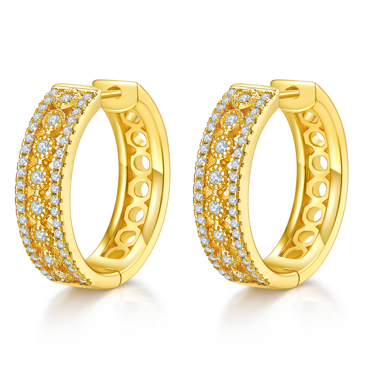 0.74 Ct D Grade Round Mossanite Earring | Gold-Plated S925 Silver, Custom Available