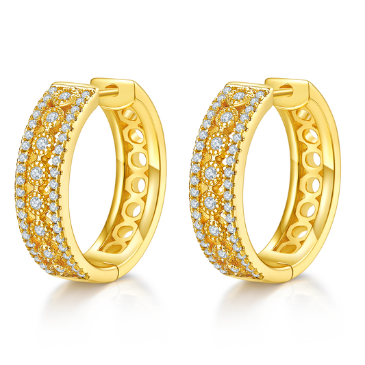0.74 Ct D Grade Round Mossanite Earring | Gold-Plated S925 Silver, Custom Available