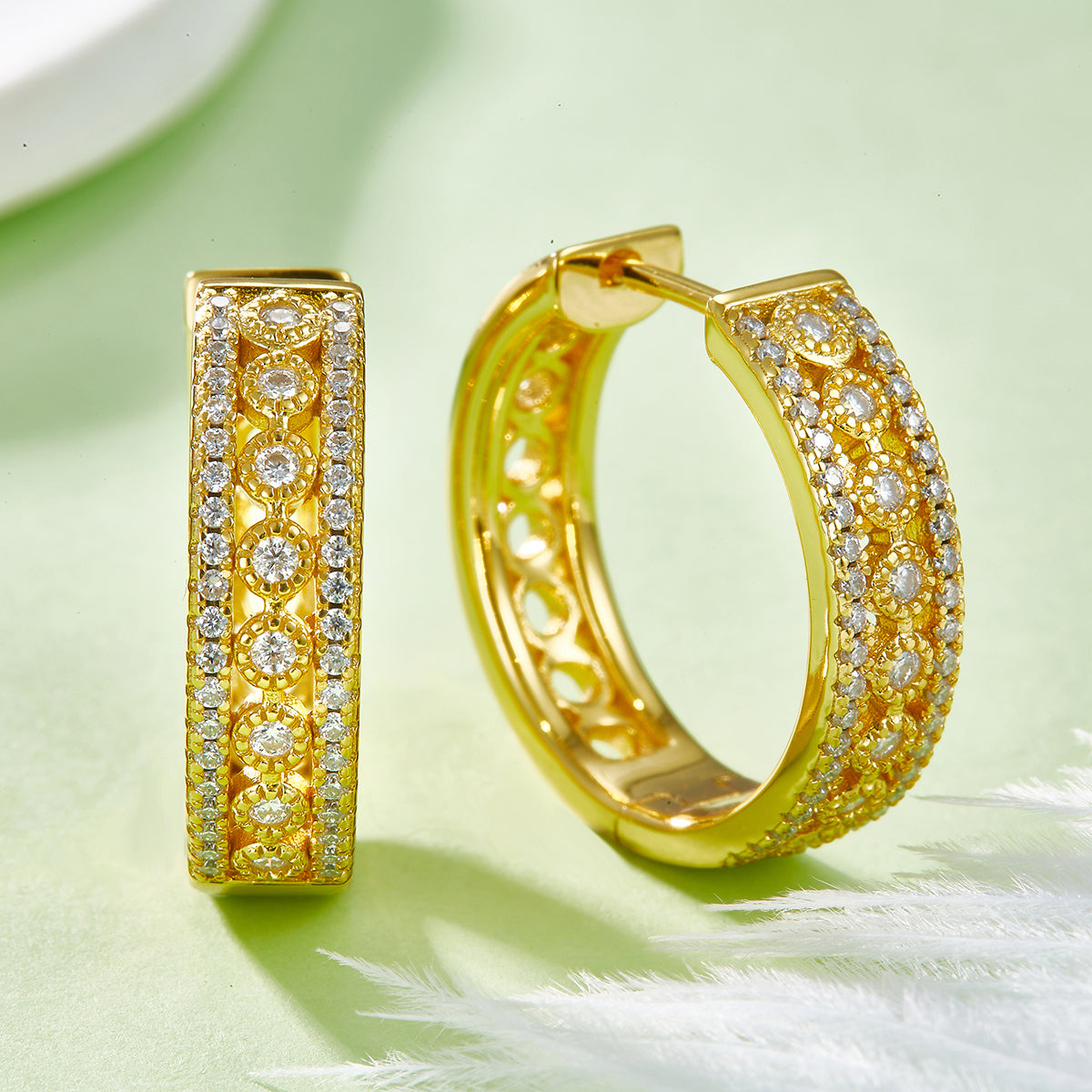 0.74 Ct D Grade Round Mossanite Earring | Gold-Plated S925 Silver, Custom Available