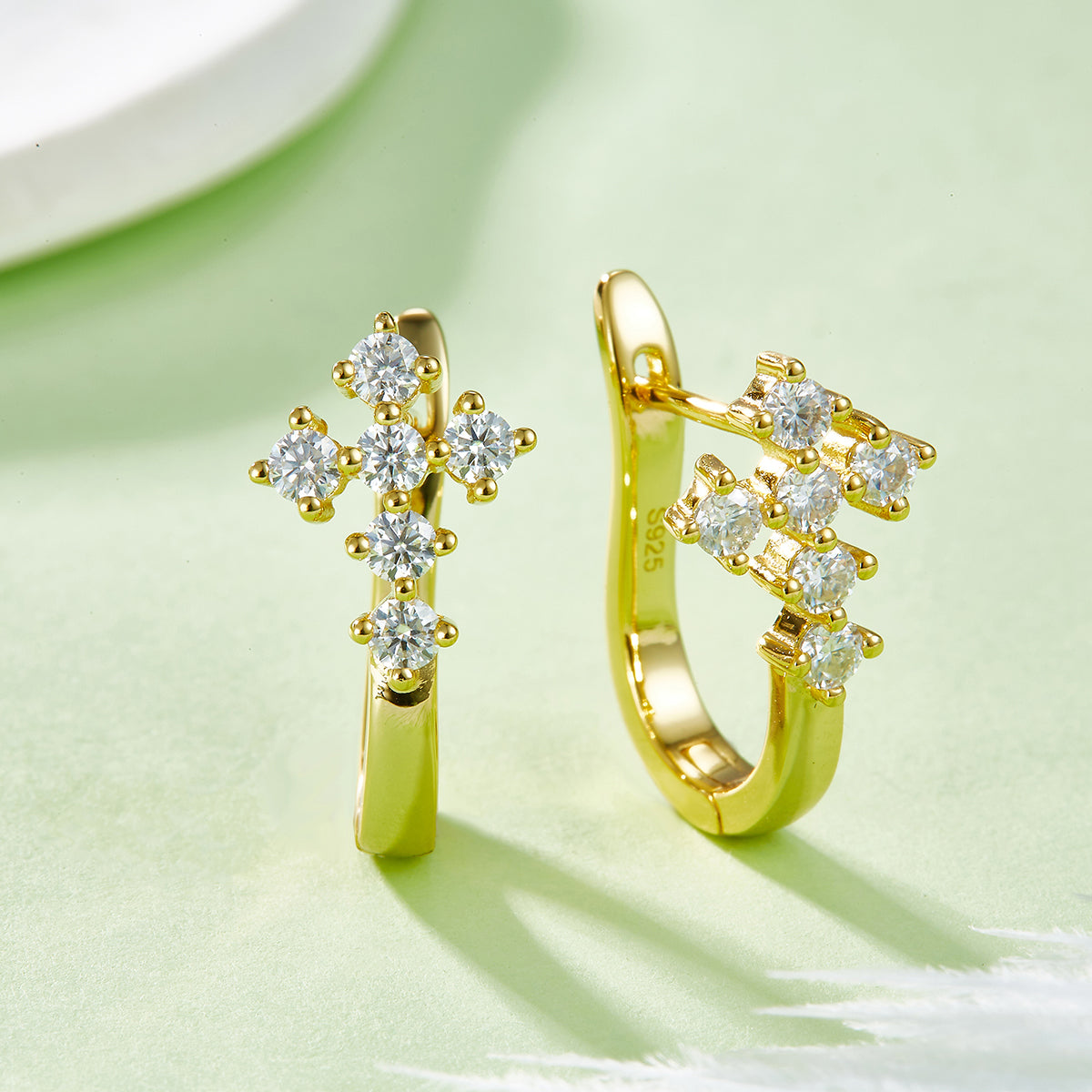 0.72 Ct Dvvs Grade Round Mossanite Earring | Gold-Plated S925 Silver, Custom Available