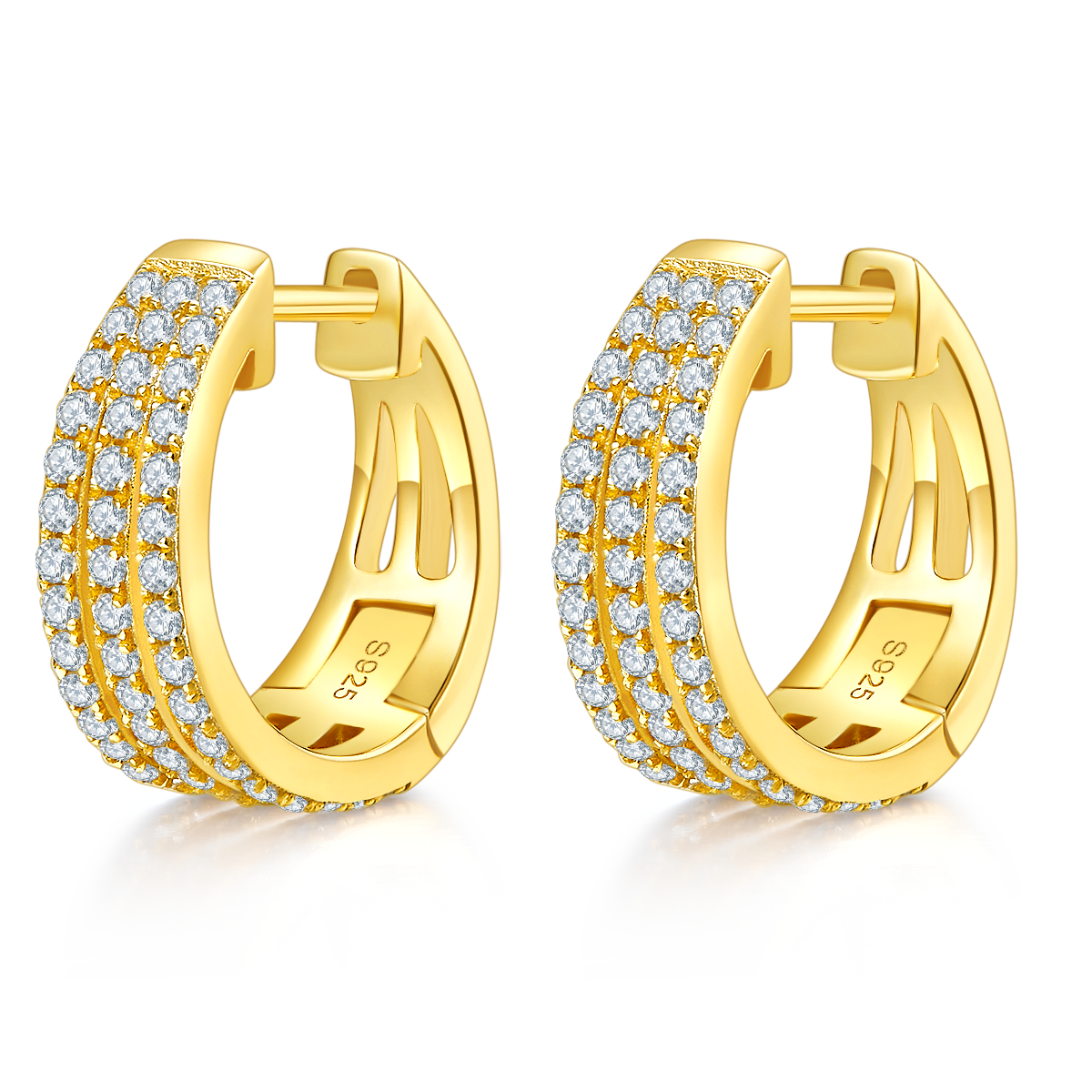 0.82 Ct D Grade Round Mossanite Earring | Gold-Plated S925 Silver, Custom Available