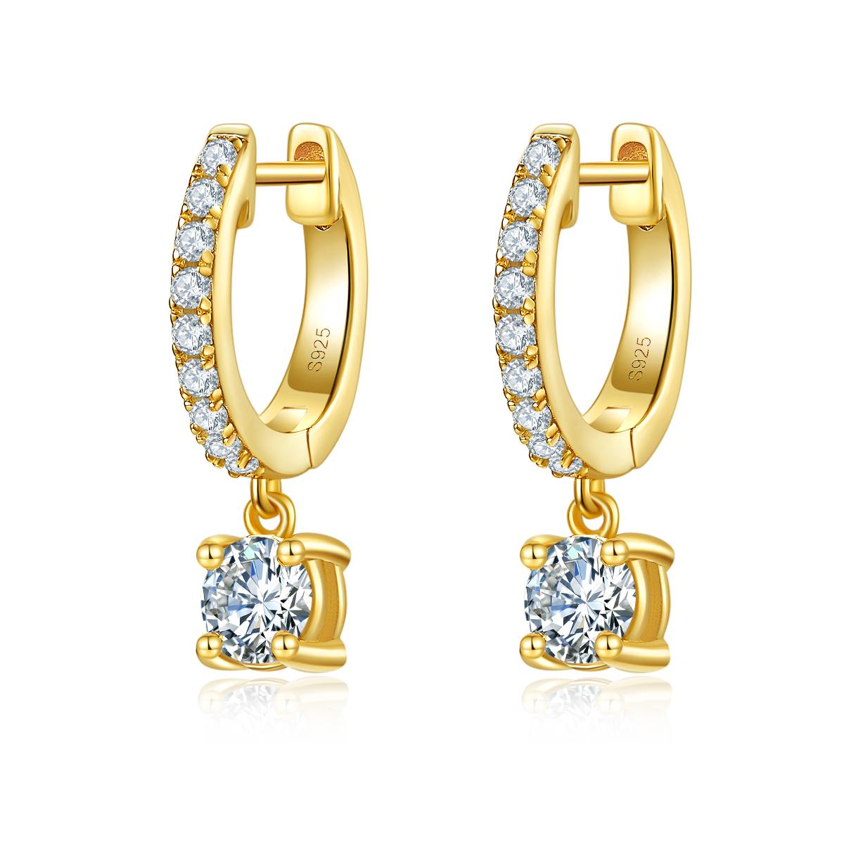 1.35Ct D Grade Round Mossanite Earring | Gold-Plated S925 Silver, Custom Available