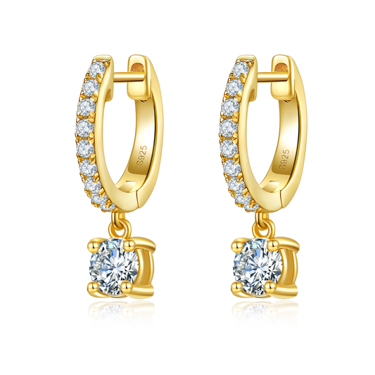 1.35Ct D Grade Round Mossanite Earring | Gold-Plated S925 Silver, Custom Available