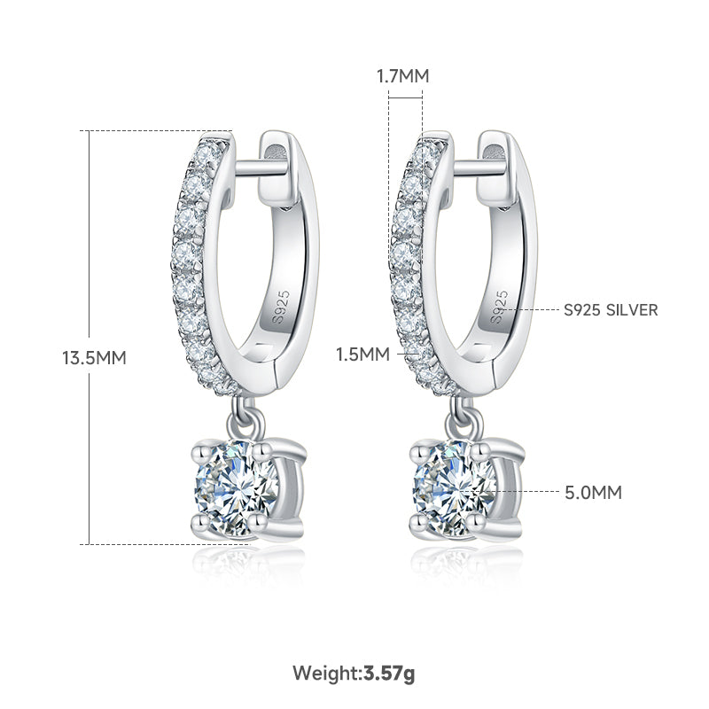 1.35Ct D Grade Round Mossanite Earring | Gold-Plated S925 Silver, Custom Available