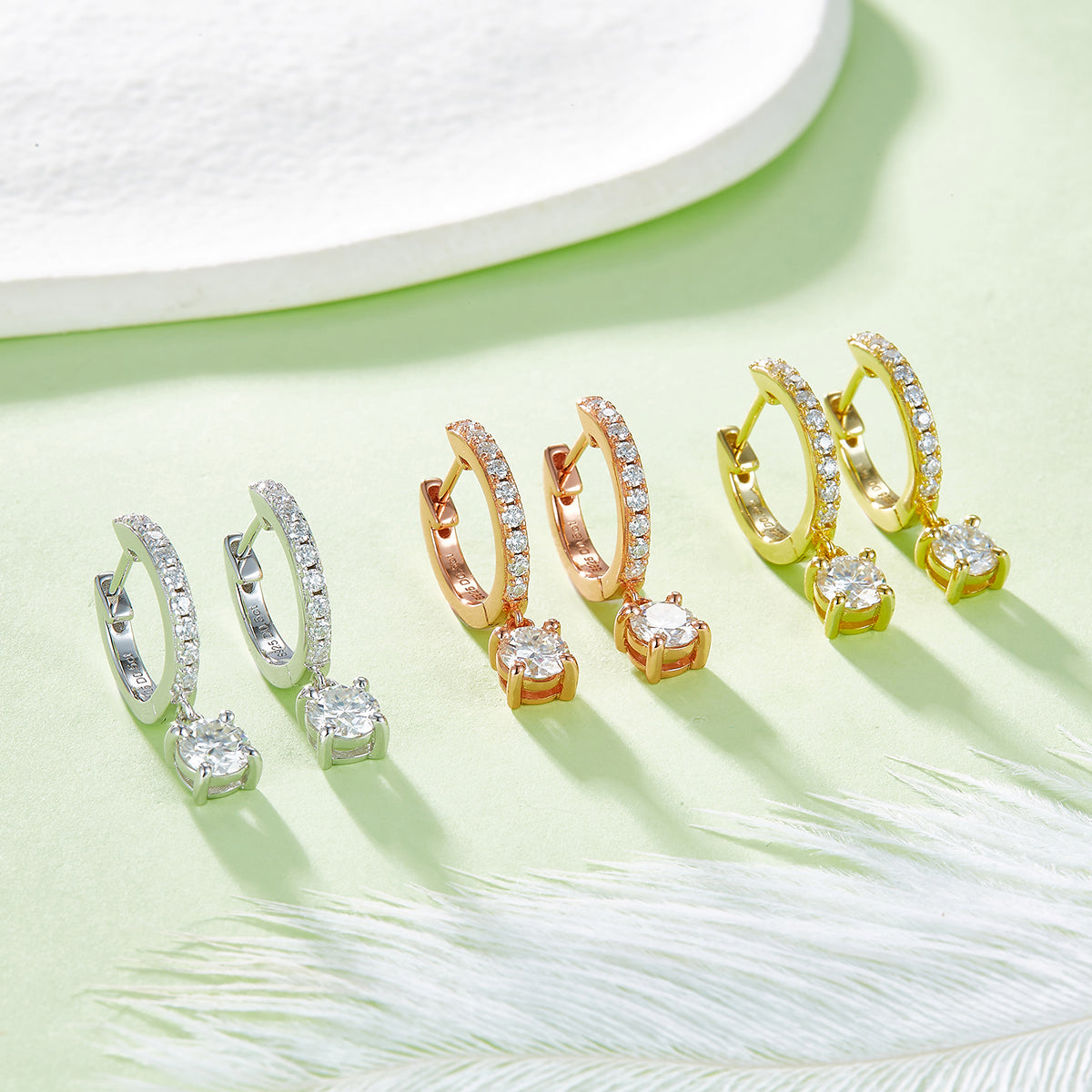 1.35Ct D Grade Round Mossanite Earring | Gold-Plated S925 Silver, Custom Available