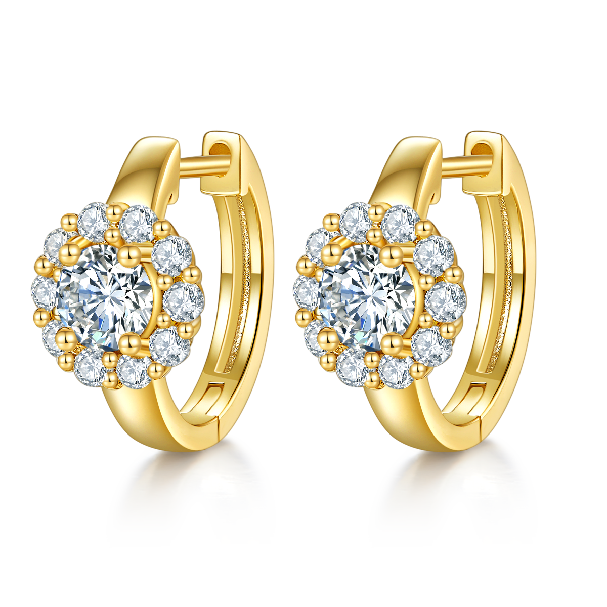 1.6Ct D Grade Round Mossanite Earring | Gold-Plated S925 Silver, Custom Available