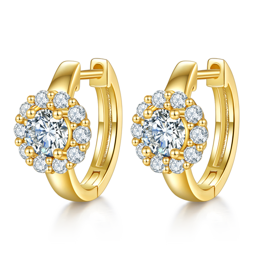 1.6Ct D Grade Round Mossanite Earring | Gold-Plated S925 Silver, Custom Available