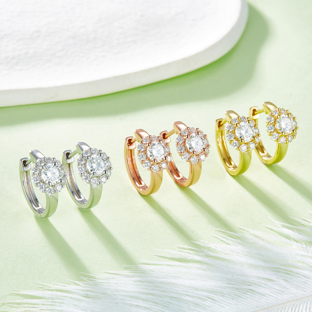 1.6Ct D Grade Round Mossanite Earring | Gold-Plated S925 Silver, Custom Available