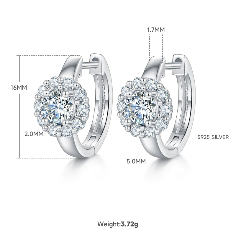 1.6Ct D Grade Round Mossanite Earring | Gold-Plated S925 Silver, Custom Available