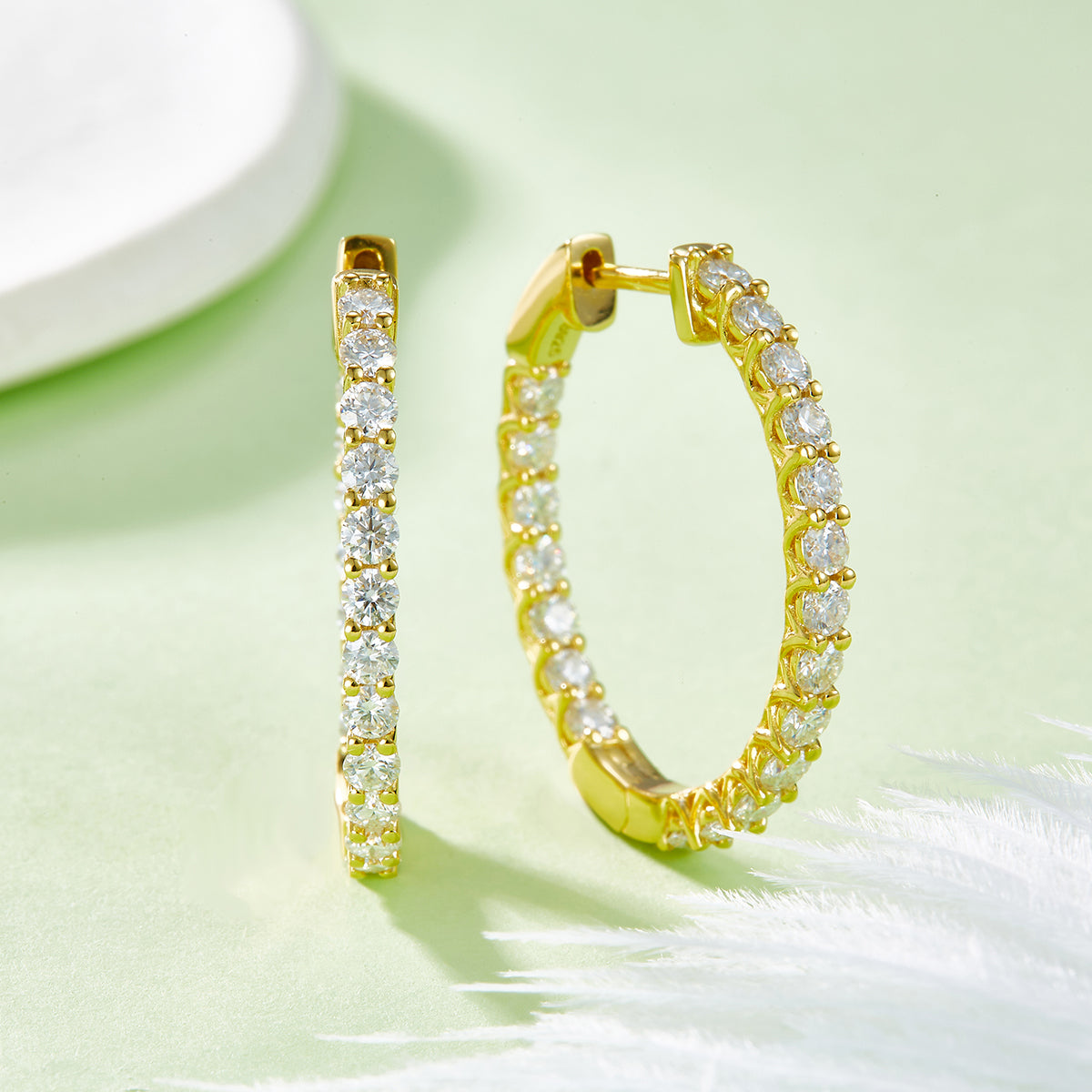 1.8Ct D Grade Round Mossanite Earring | Gold-Plated S925 Silver, Custom Available