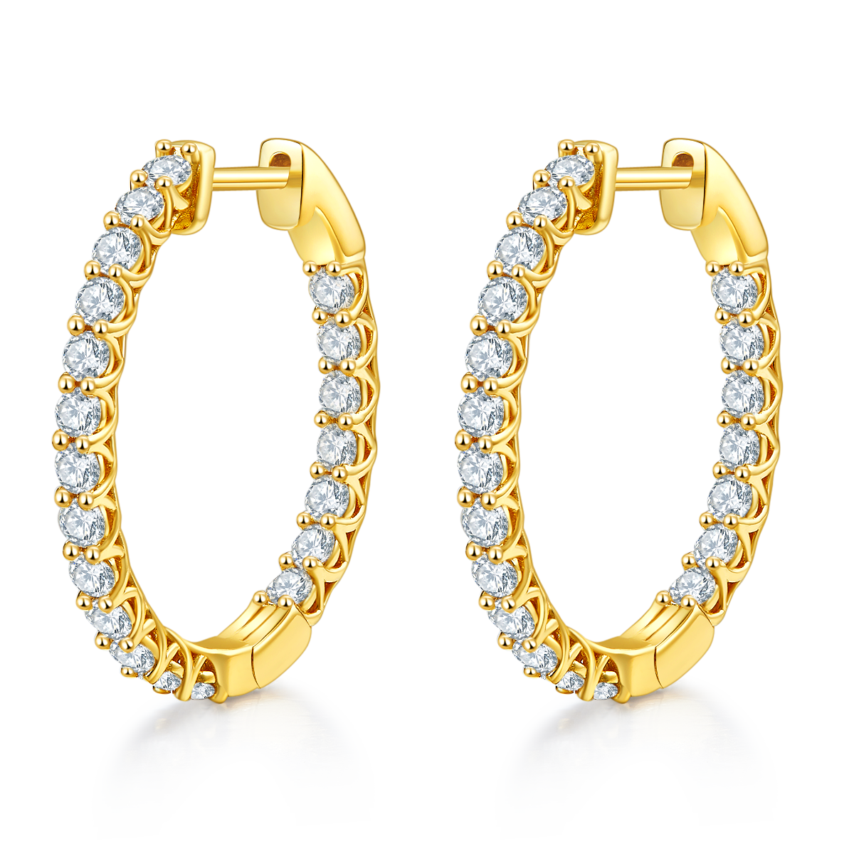 1.8Ct D Grade Round Mossanite Earring | Gold-Plated S925 Silver, Custom Available