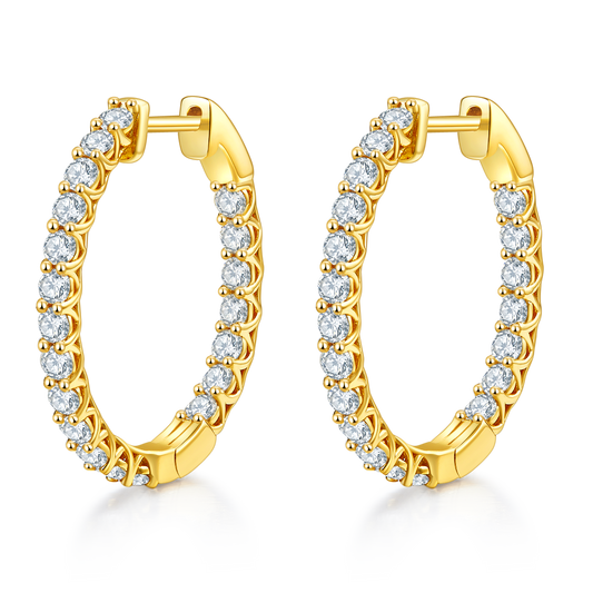 1.8Ct D Grade Round Mossanite Earring | Gold-Plated S925 Silver, Custom Available