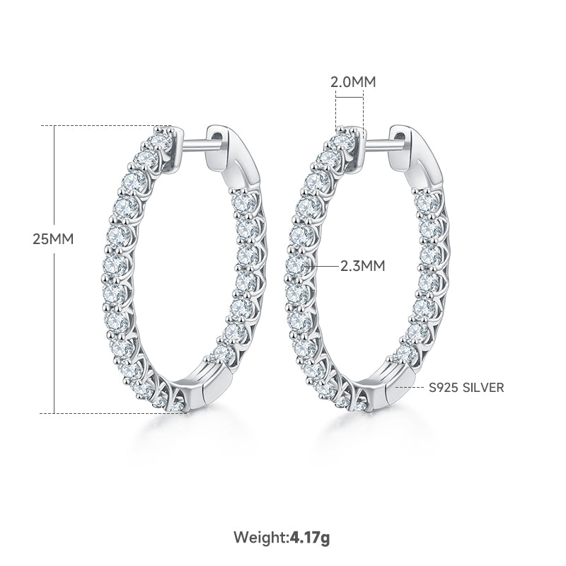 1.8Ct D Grade Round Mossanite Earring | Gold-Plated S925 Silver, Custom Available