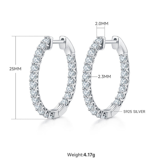 1.8Ct D Grade Round Mossanite Earring | Gold-Plated S925 Silver, Custom Available