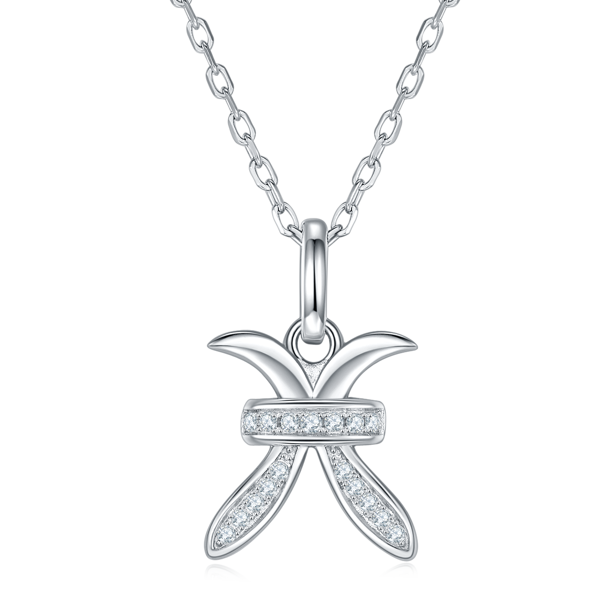 Pisces Zodiac Moissanite Necklace | S925 With 18K White Gold Plating, Customize