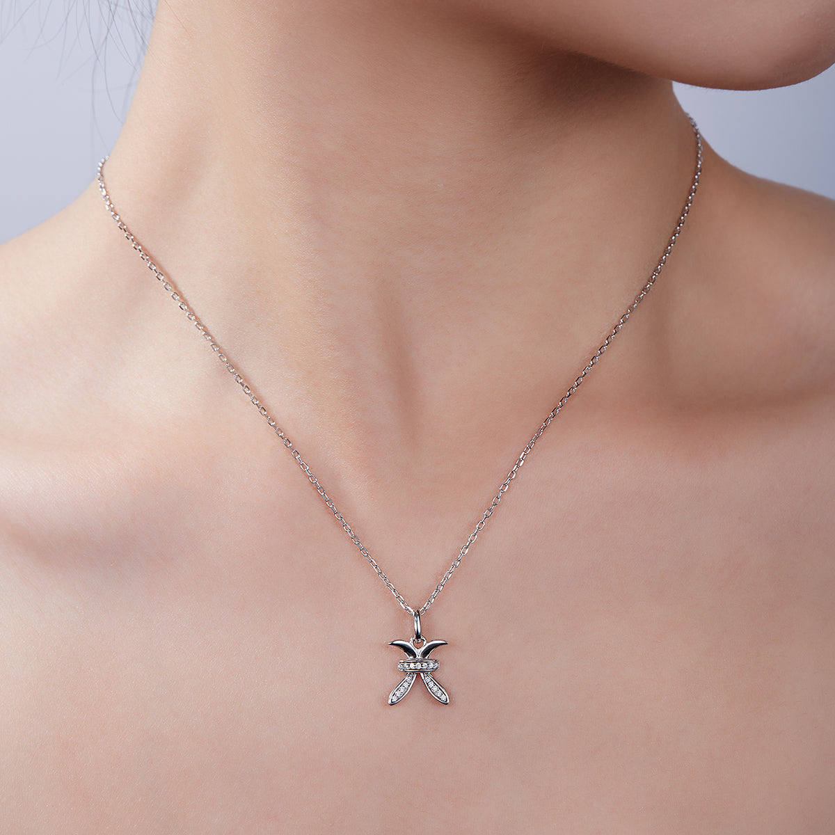 Pisces Zodiac Moissanite Necklace | S925 With 18K White Gold Plating, Customize