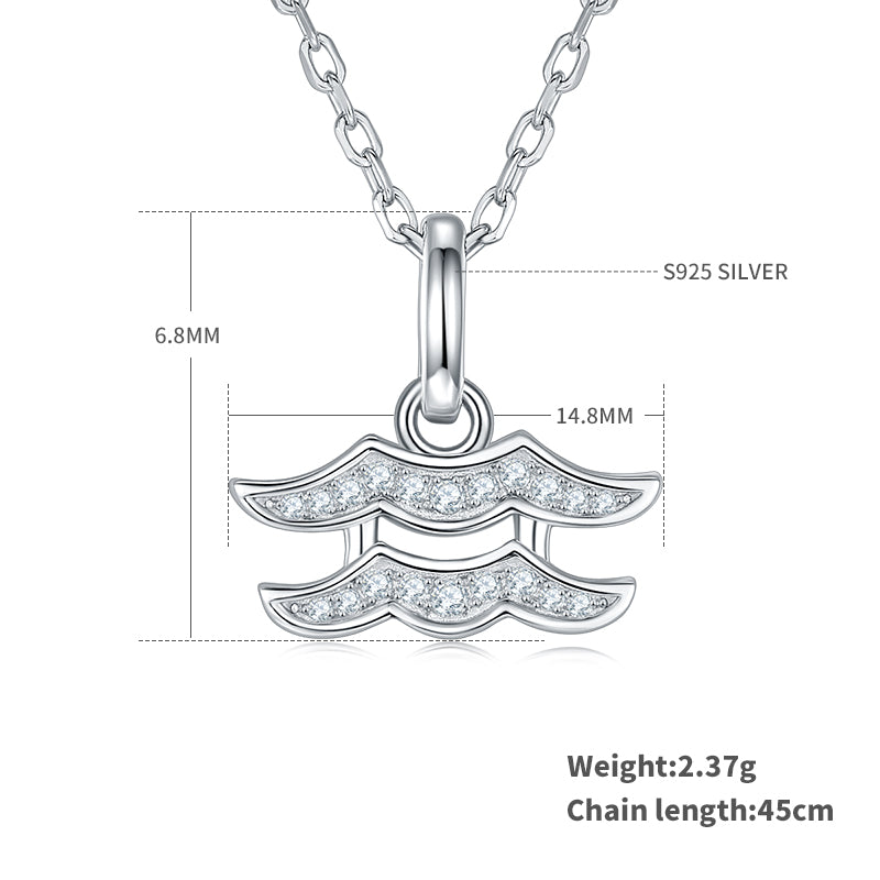 Aquarius Zodiac Moissanite Necklace | S925 With 18K White Gold Plating, Customize