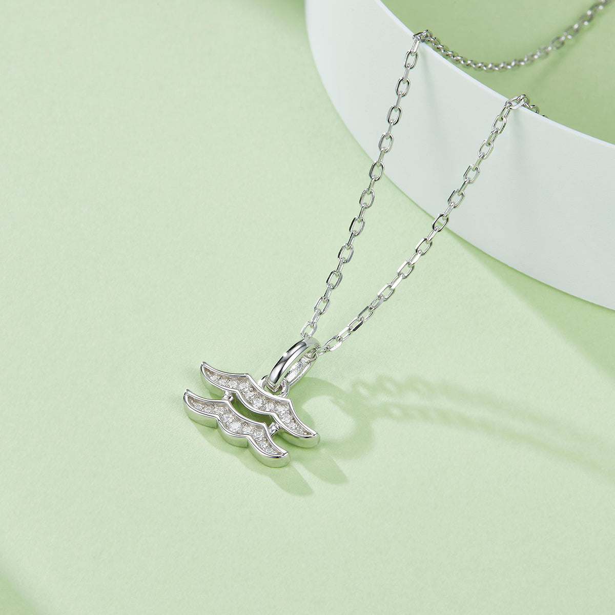 Aquarius Zodiac Moissanite Necklace | S925 With 18K White Gold Plating, Customize
