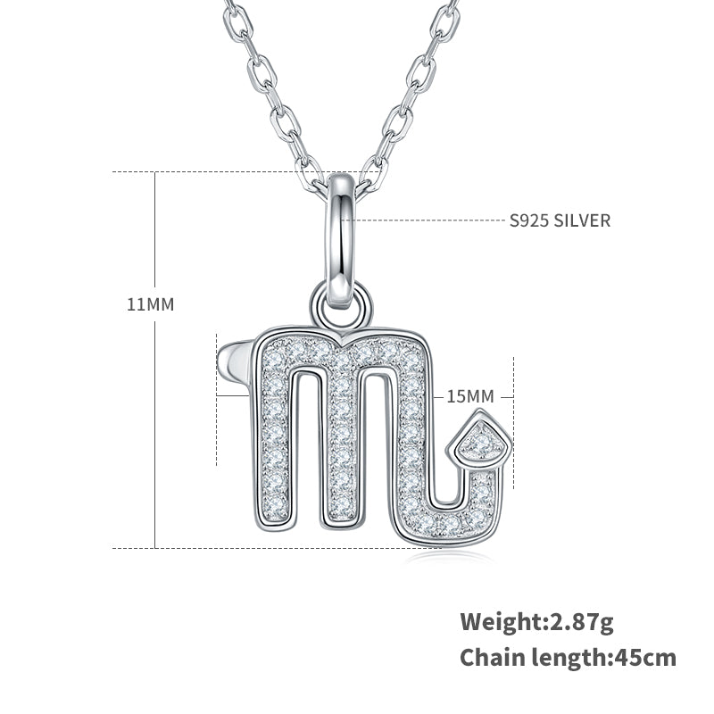 Scorpio Zodiac Moissanite Necklace | S925 With 18K White Gold Plating, Customize