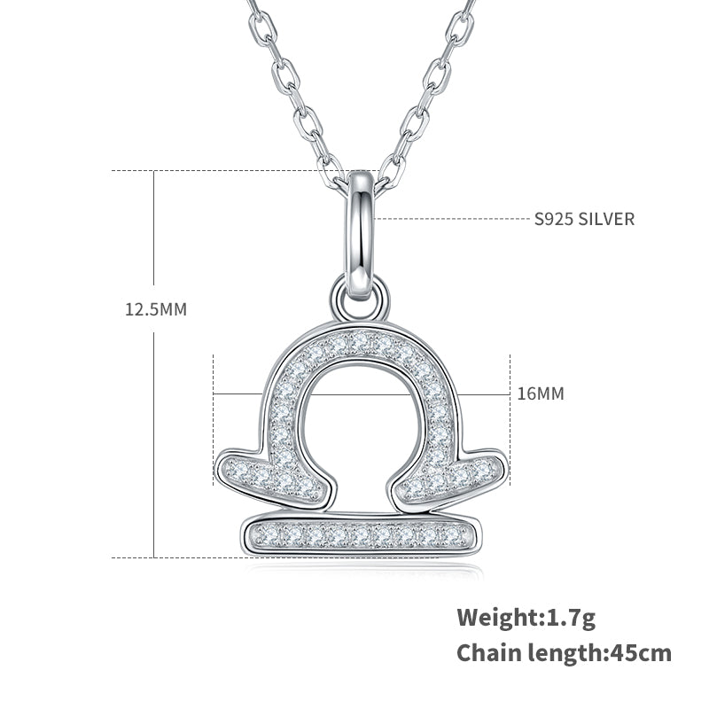 Libra Zodiac Moissanite Necklace | S925 With 18K White Gold Plating, Customize