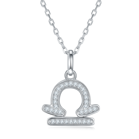 Libra Zodiac Moissanite Necklace | S925 With 18K White Gold Plating, Customize