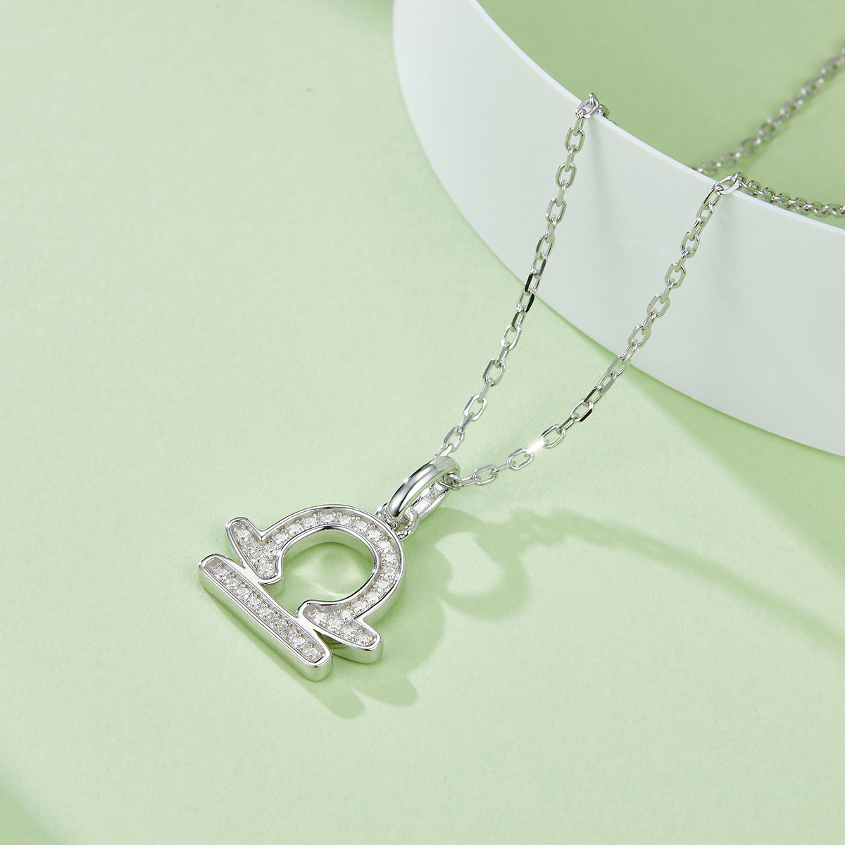 Libra Zodiac Moissanite Necklace | S925 With 18K White Gold Plating, Customize