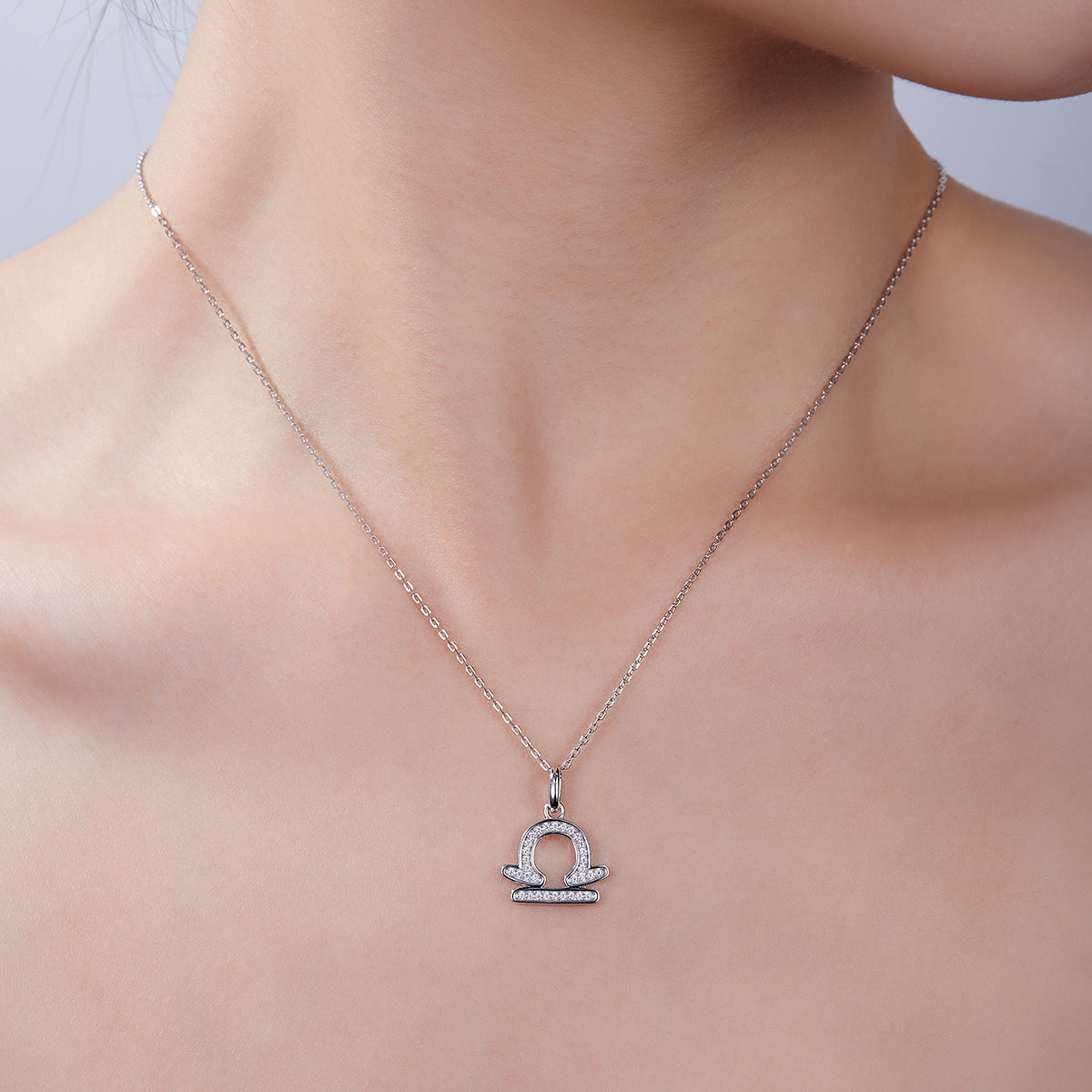 Libra Zodiac Moissanite Necklace | S925 With 18K White Gold Plating, Customize