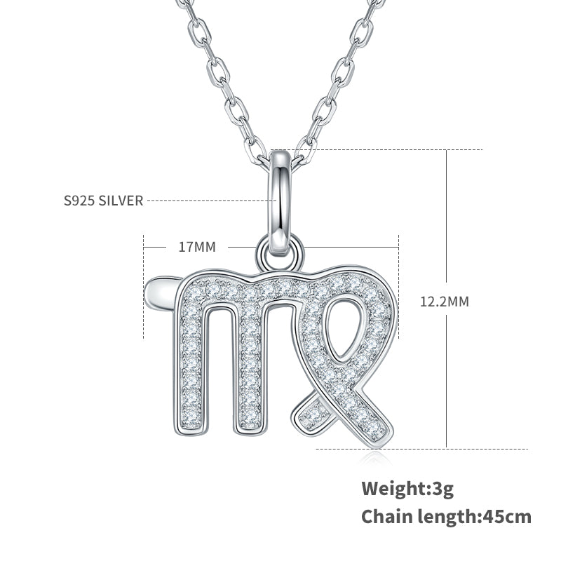 Virgo Zodiac Moissanite Necklace | S925 With 18K White Gold Plating, Customize