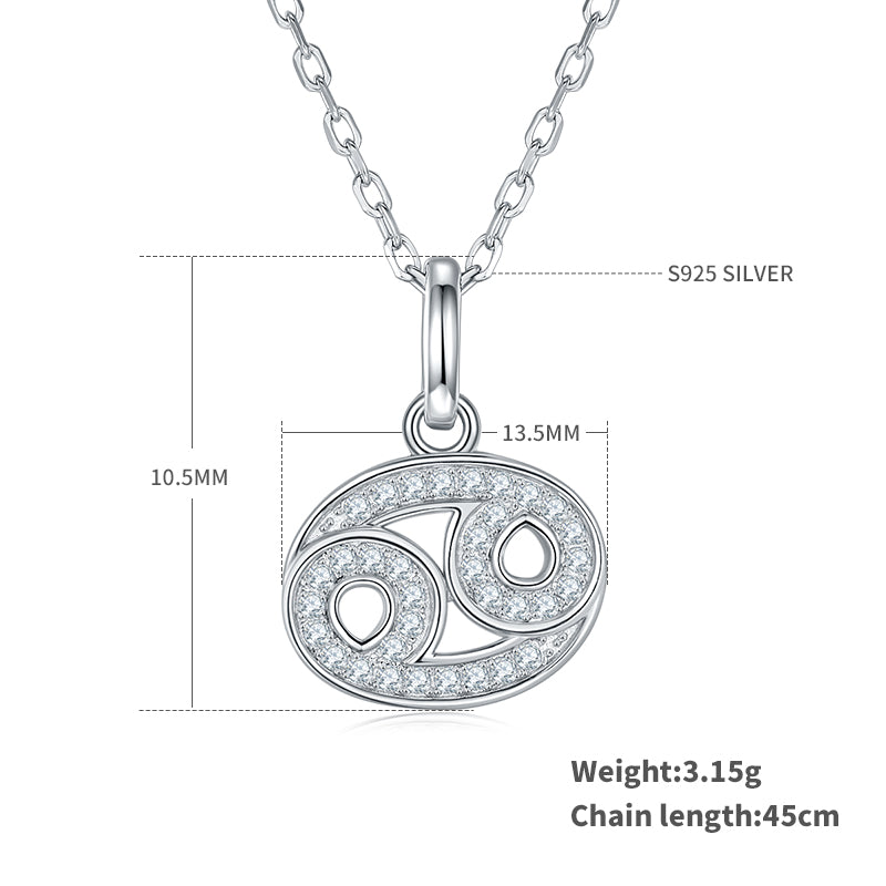 Cancer Zodiac Moissanite Necklace | S925 With 18K White Gold Plating, Customize