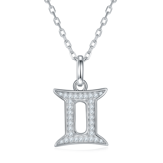 Gemini  Zodiac Moissanite Necklace | S925 With 18K White Gold Plating, Customize