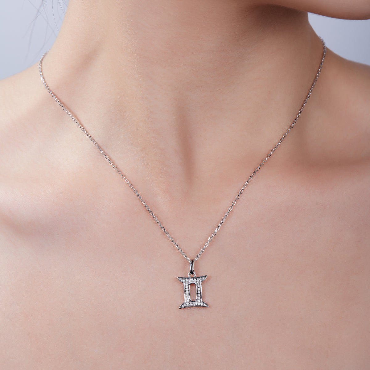 Gemini  Zodiac Moissanite Necklace | S925 With 18K White Gold Plating, Customize