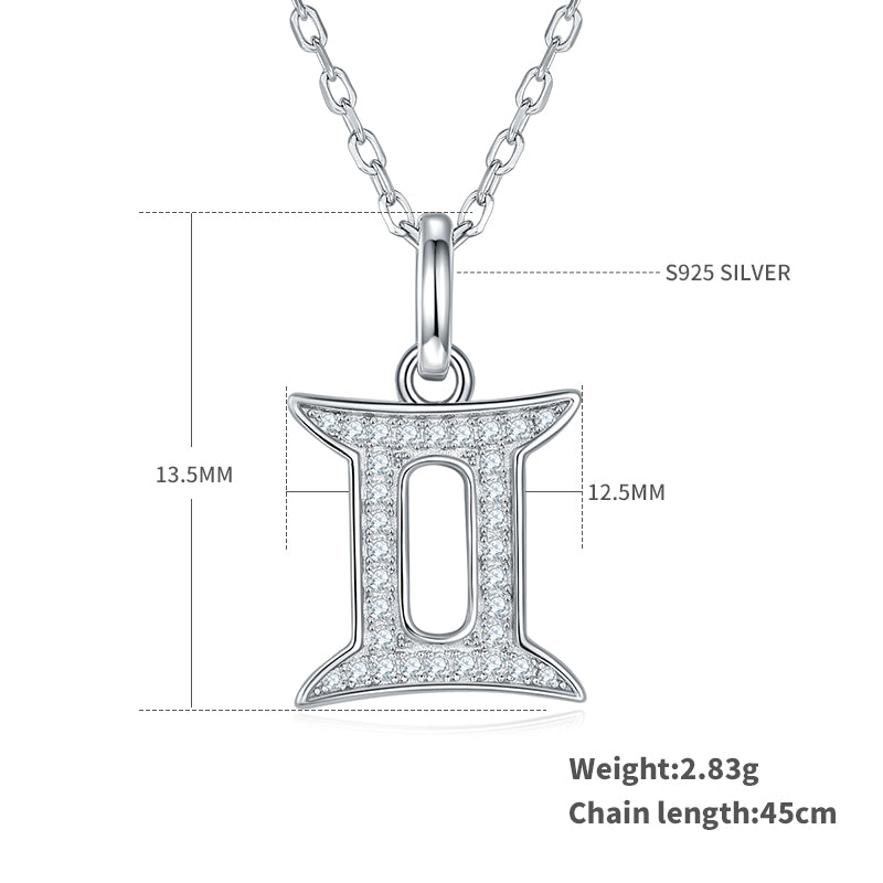 Gemini  Zodiac Moissanite Necklace | S925 With 18K White Gold Plating, Customize