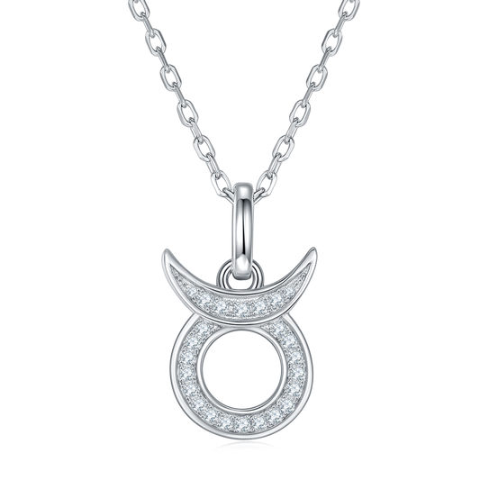 Taurus  Zodiac Moissanite Necklace | S925 With 18K White Gold Plating, Customize