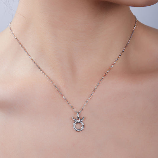 Taurus  Zodiac Moissanite Necklace | S925 With 18K White Gold Plating, Customize