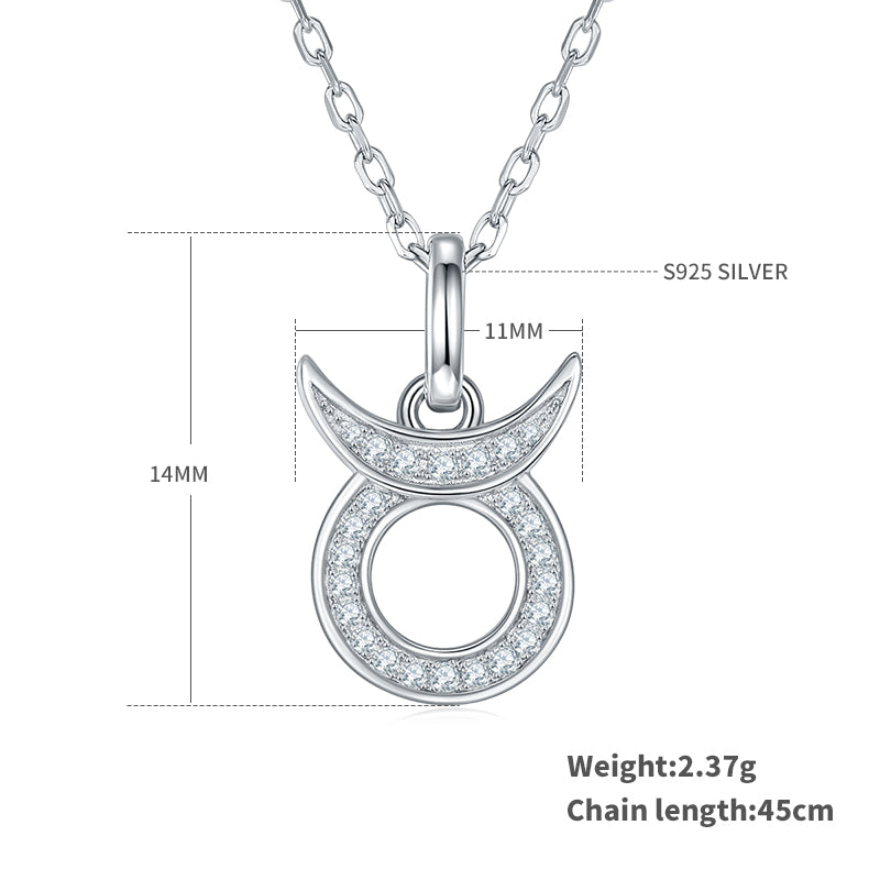 Taurus  Zodiac Moissanite Necklace | S925 With 18K White Gold Plating, Customize