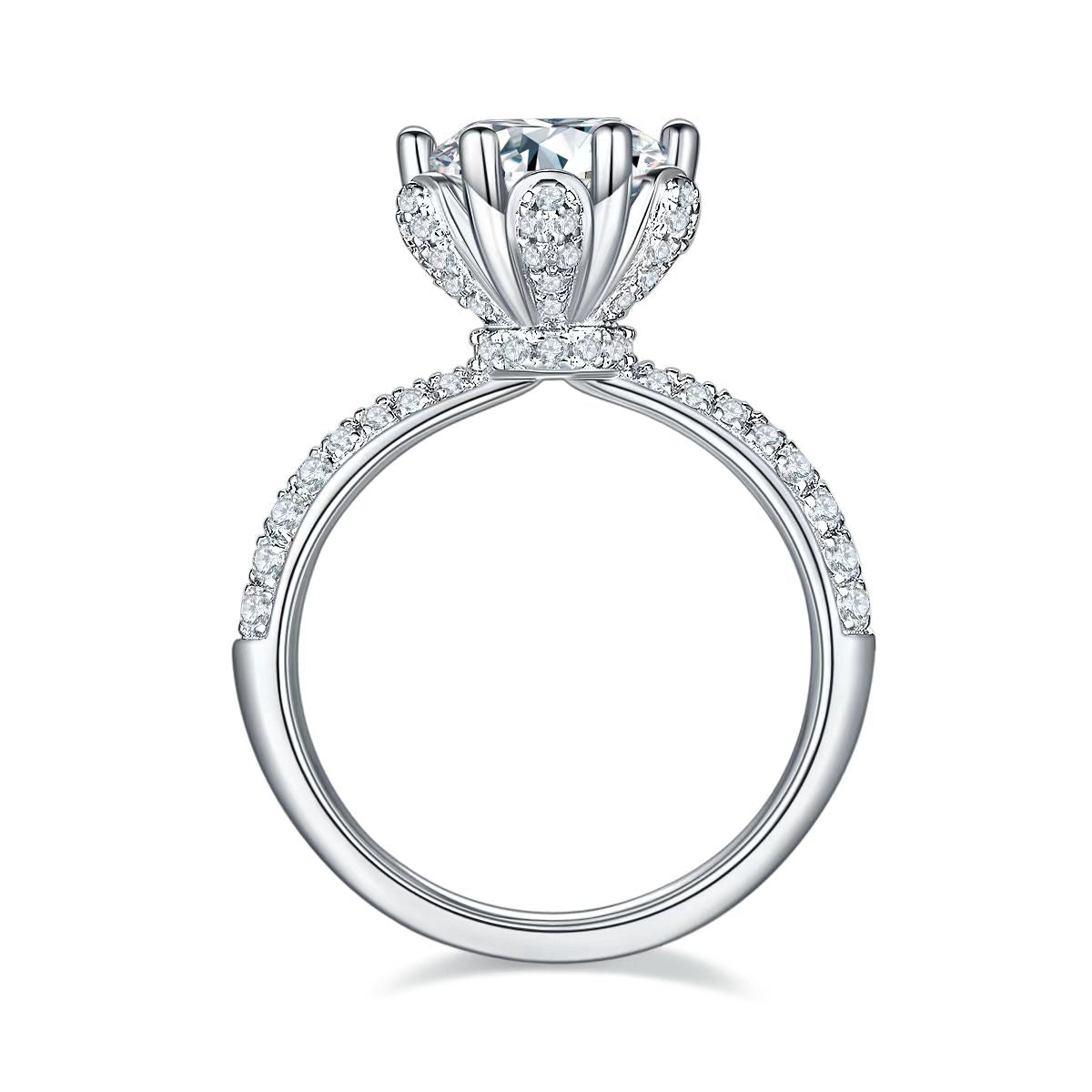 2Ct 8mm Round Mossanite Women Ring |18K White Gold-Plated S925 Silver, Custom Available