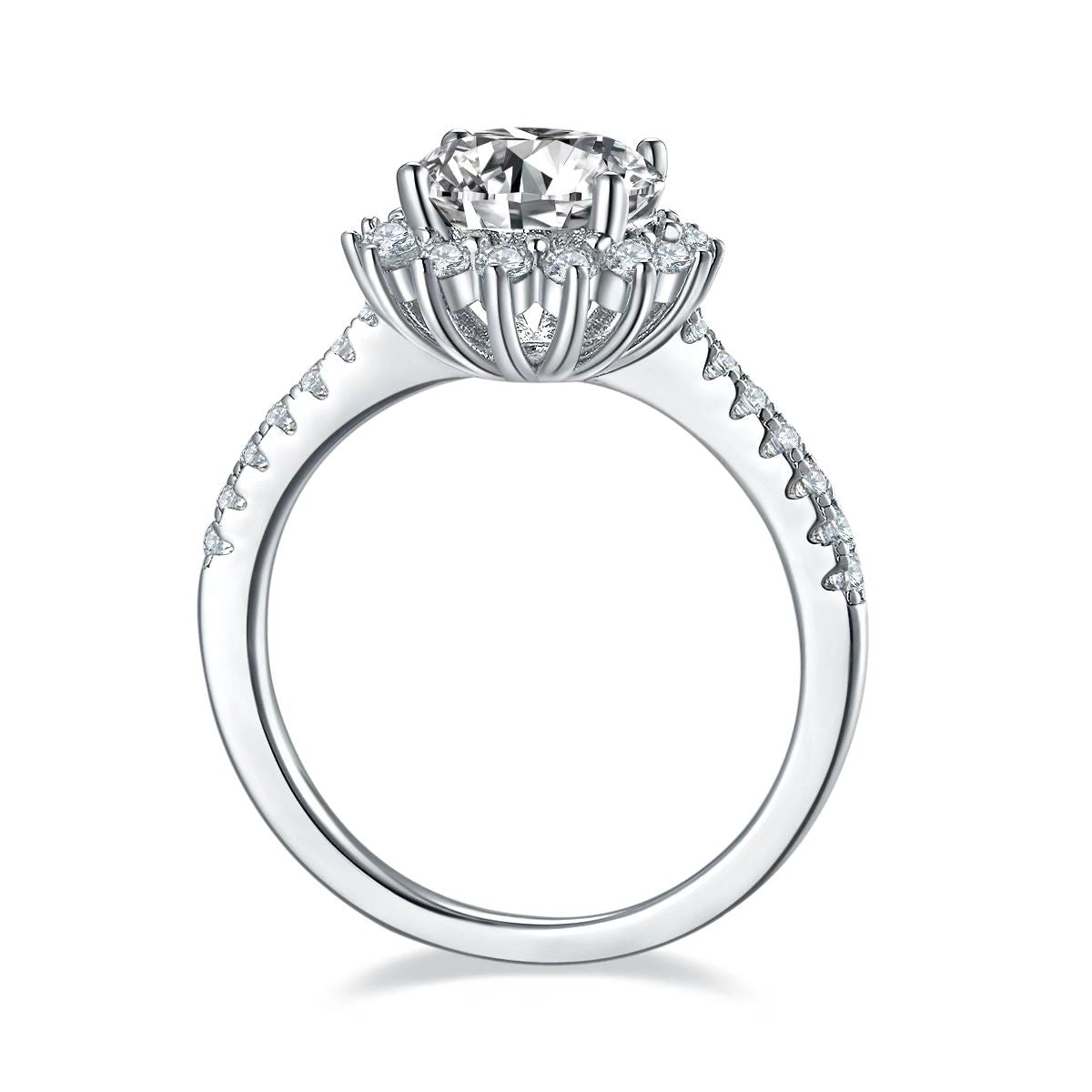 8mm 2Ct Round Mossanite Women Ring |18K White Gold-Plated S925 Silver, Custom Available
