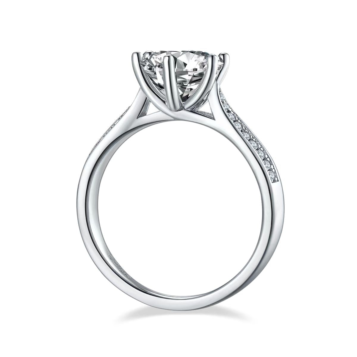 8mm 2Ct Round Mossanite Ring |18K White Gold-Plated S925 Silver, Custom Available
